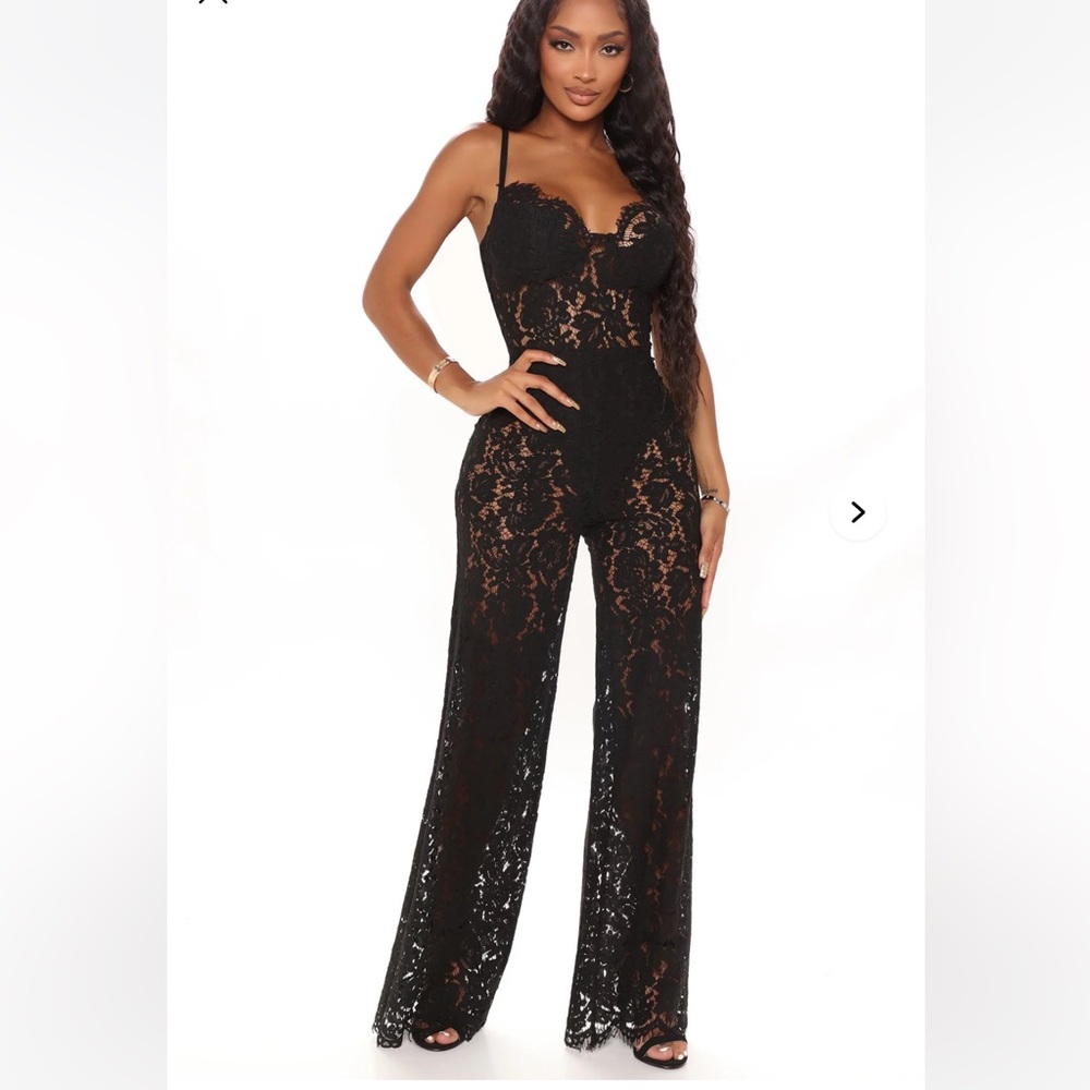 Fashion Nova Black Lace Jumpsuit